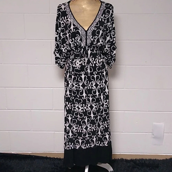 ELLEN TRACY LAGENLOOK, SOFT KNIT, BOHEMIAN V-NECK, DOLMAN,MAXI DRESS - Picture 7 of 8